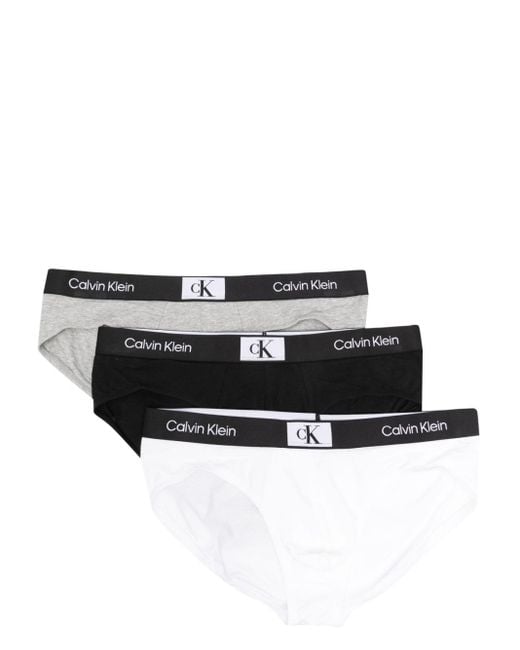 Calvin Klein Logo-waistband Brief Set in Black for Men