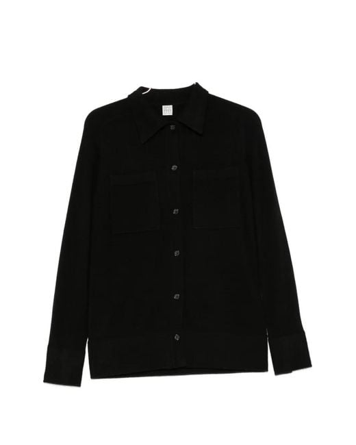 Totême Black Button-Up Chest-Pocket Shirt
