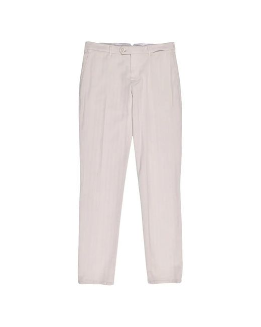 Brunello Cucinelli White Belt-Loops Trousers for men