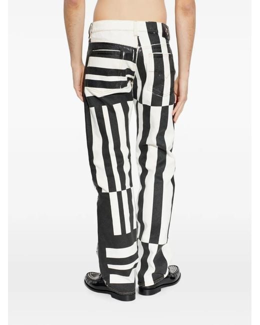 Versace White Jeans With Stripe Pattern for men
