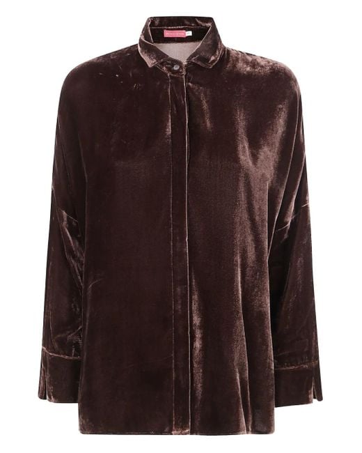BIANCO LEVRIN Brown Hemd aus Samt