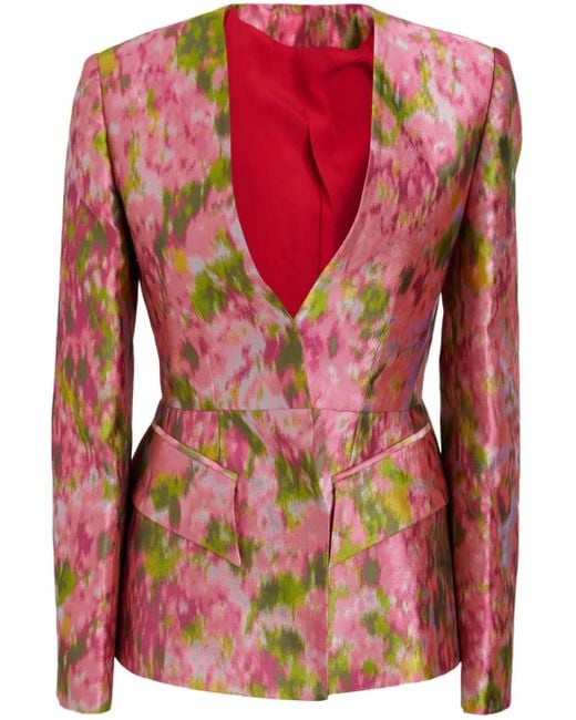 Del Core Red Printed Blazer