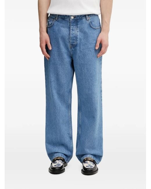 Filling Pieces Blue Logo-Embroidered Carpenter Jeans for men