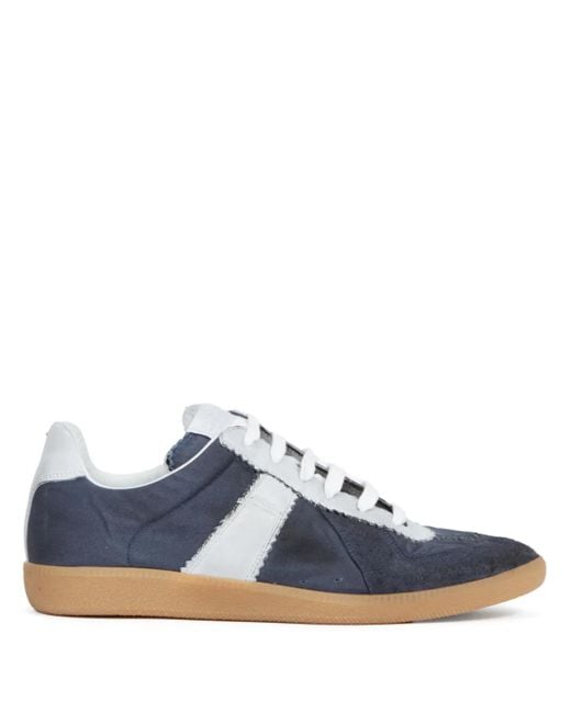 Maison Margiela Graue Kalbsveloursleder-Sneaker Mit Schnürung in Blue für Herren