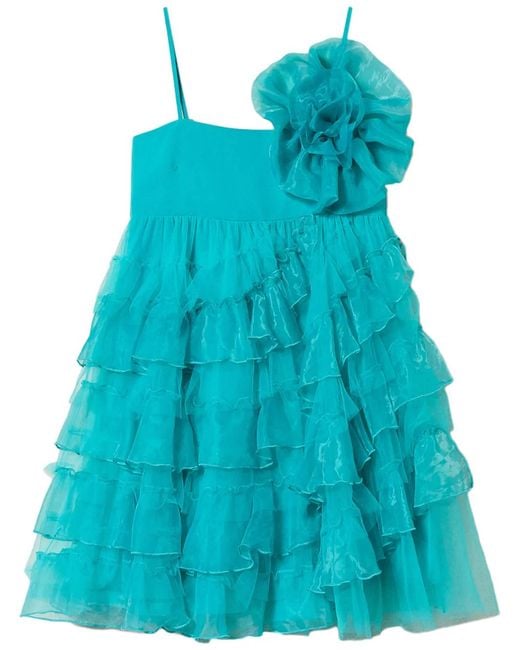 Twinset Blue Tulle Organza Minidress