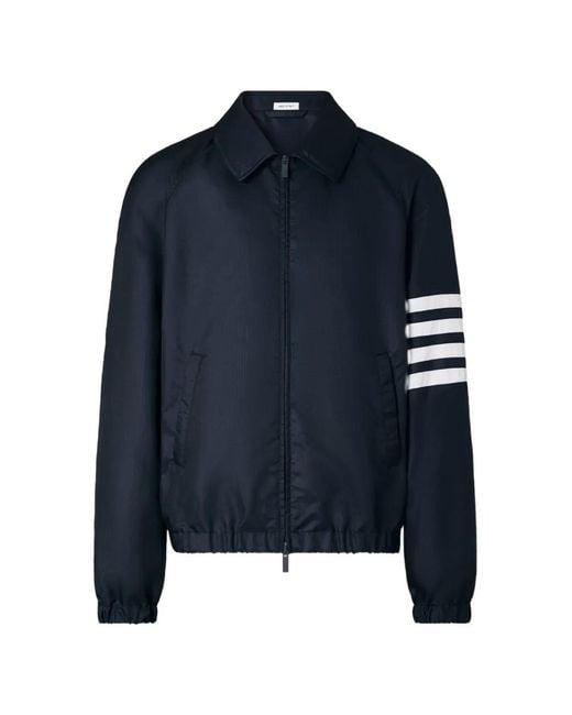 Thom Browne Blue Shiny Ripstop 4-Bar Track Jacket for men
