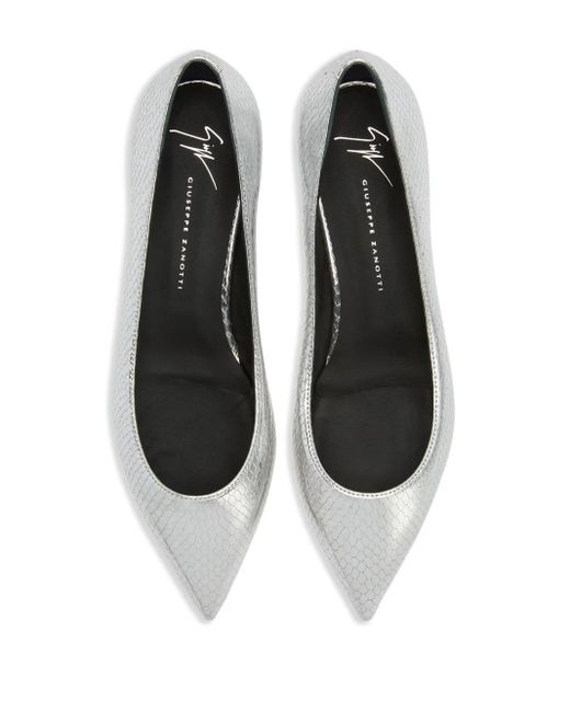 Giuseppe Zanotti White Dhalia Snakeskin-Effect Ballerina Shoes