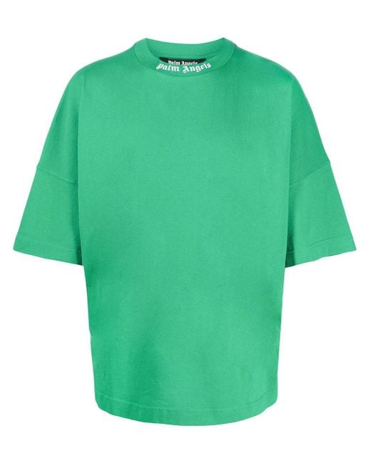 Palm Angels Green Rear Logo Print T-shirt for men