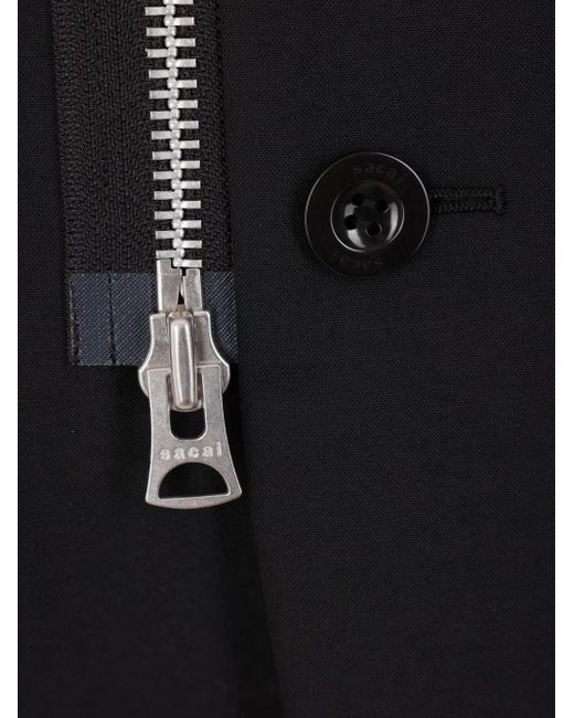Sacai Blue High-Neck Zip-Up Blazer for men