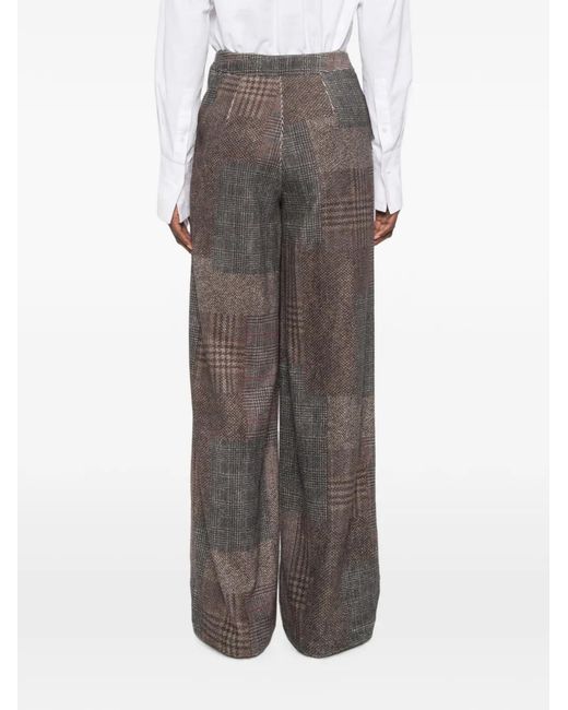 Bye Gray Patchwork-Check Trousers