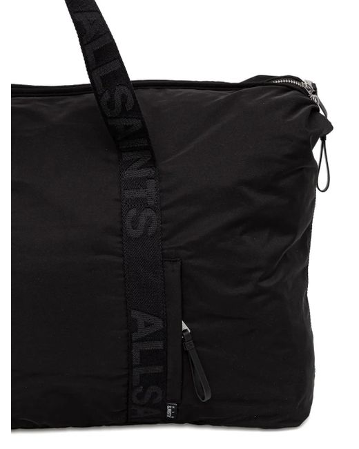 AllSaints Black Logo-Print Holdall for men