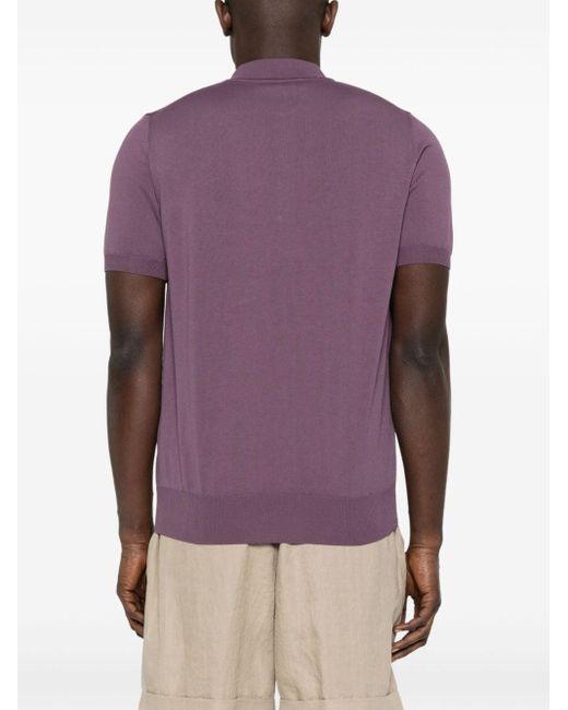 Canali Gestricktes Poloshirt in Purple für Herren