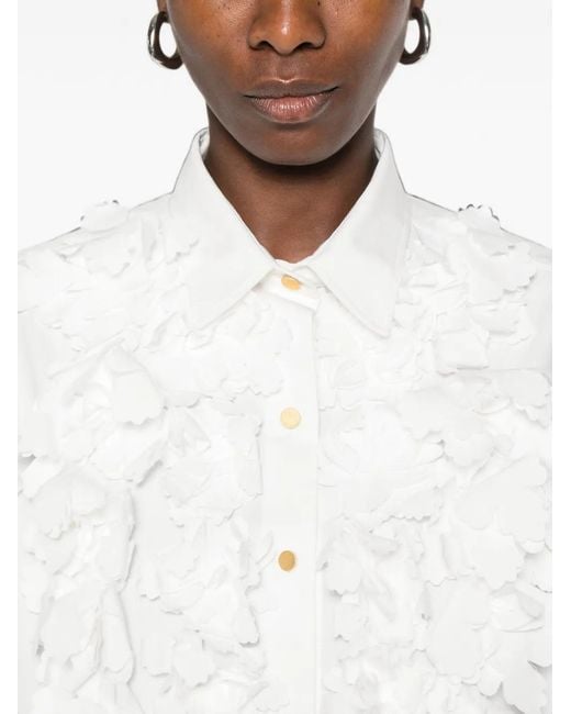 Alberta Ferretti White Floral-Appliqué Shirt
