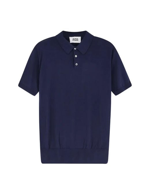 Alpha Studio Blue Short-Sleeve Polo Shirt for men