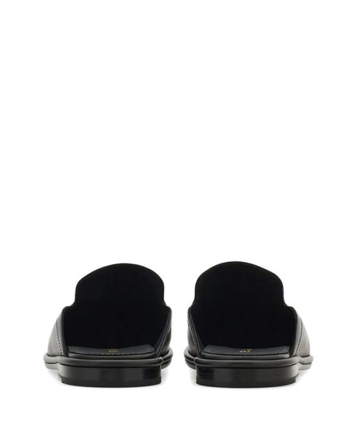 Ferragamo Black Leather Mules for men