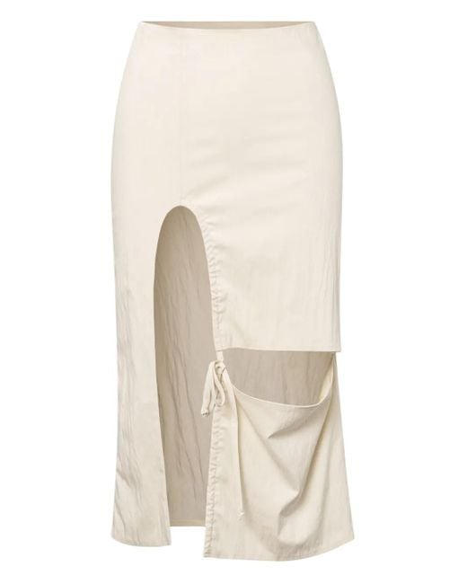 Falda midi con abertura doble Elena Velez de color Natural