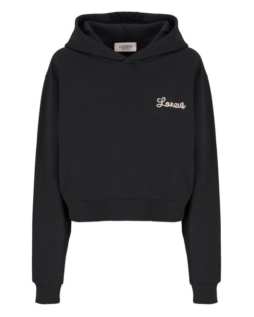 Laneus Black Logo-Embellished Hoodie