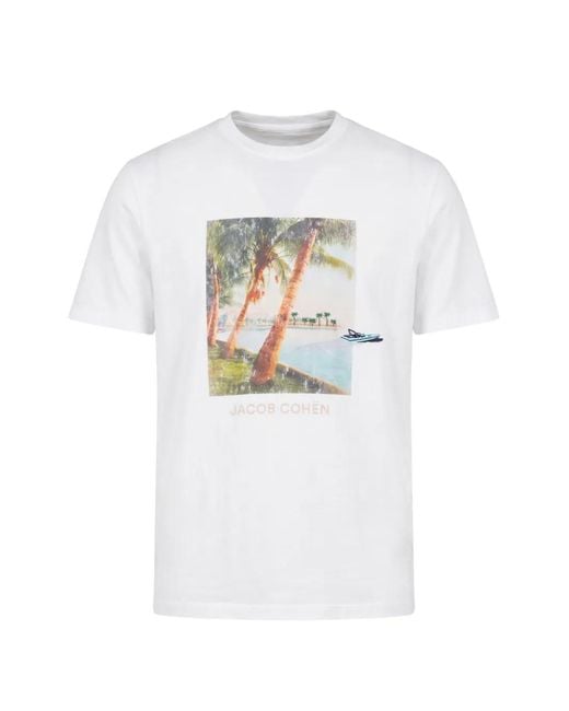 Jacob Cohen White Graphic-Print T-Shirt for men