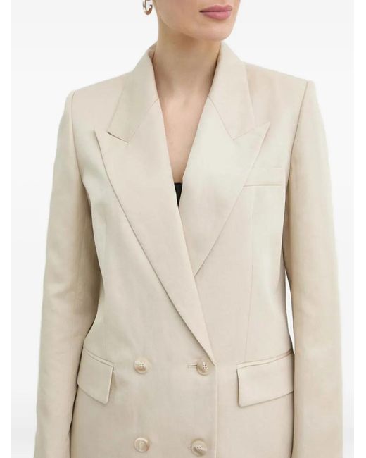IVY & OAK Natural Double-Breasted Peak-Lapel Blazer