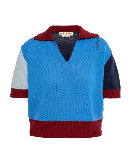 MARNI カラーブロックニット Marni カラーブロック ショートスリーブトップ ブルー | Lyst