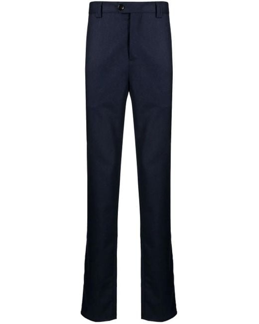 Brunello Cucinelli Blue Straight-Leg Wool Trousers for men