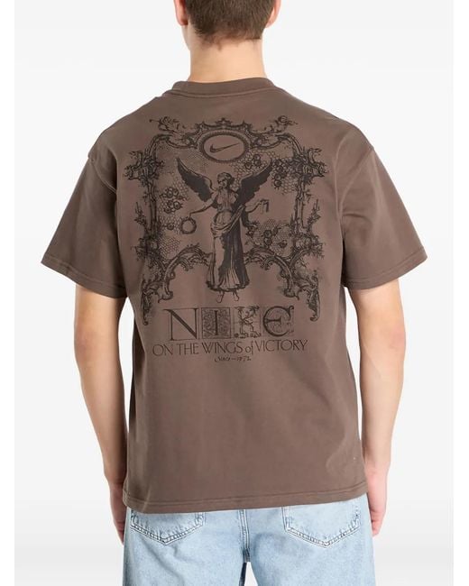 Nike Gray Max90 Graphic-Print T-Shirt for men