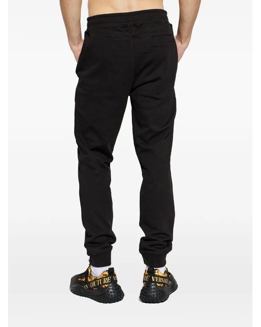 Versace Jeans Couture Black Drawstring Logo Trousers for men