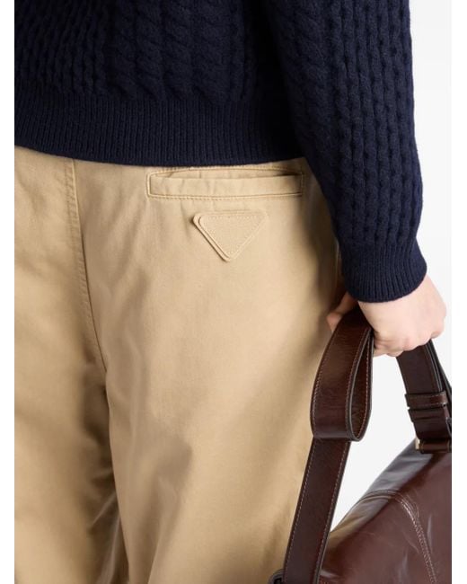 Prada Natural Cotton Gabardine Flat-Front Pants for men