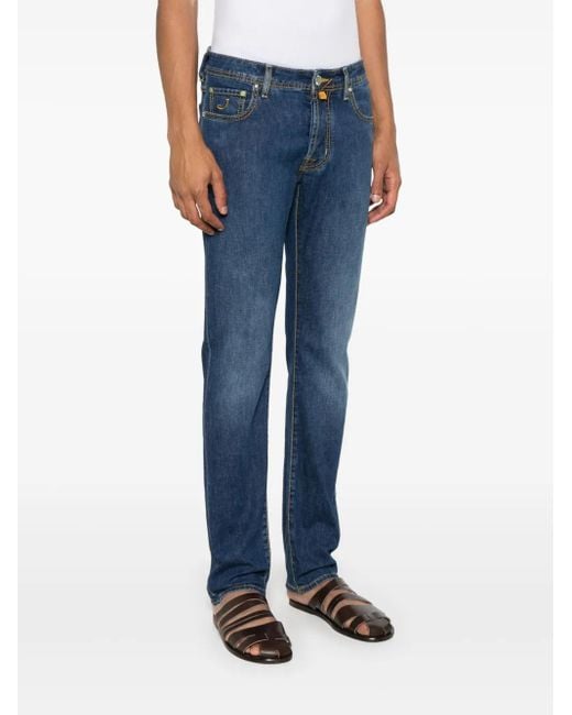 Jacob Cohen Blue Logo-Patch Jeans for men
