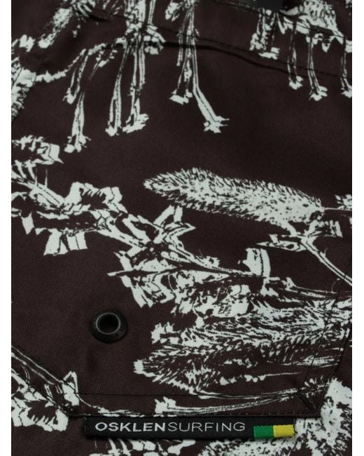 Osklen Black Surf Noise Flower Swim Shorts for men