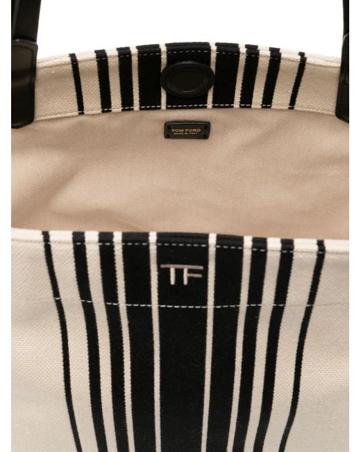 Tom Ford Natural Striped Jacquard Tote Bag