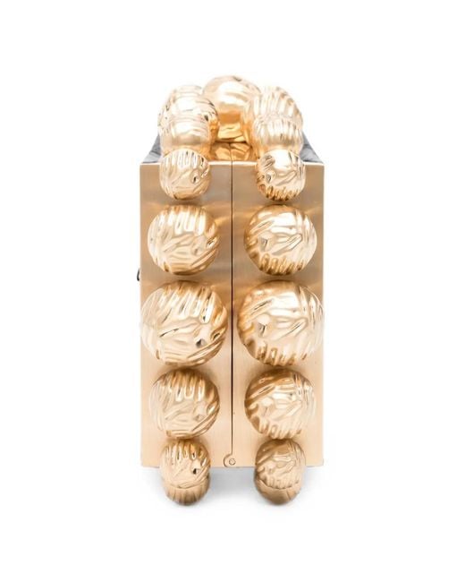 Cult Gaia Natural Bead-Embellished Brushed-Finish Clutch Bag
