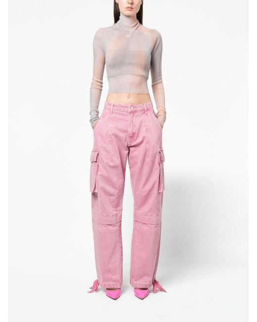 Moschino Jeans Pink High-waisted Denim Cargo Pants