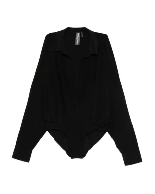 Norma Kamali Black Long-Sleeve Bodysuit