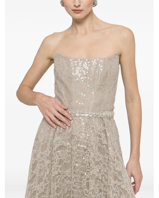 Nissa White Sequin-Embellished Lace Midi Dress