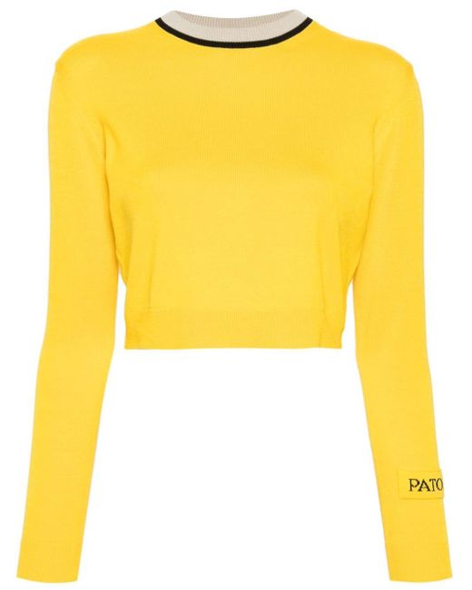 Patou Yellow Gestrickter Cropped-Pullover