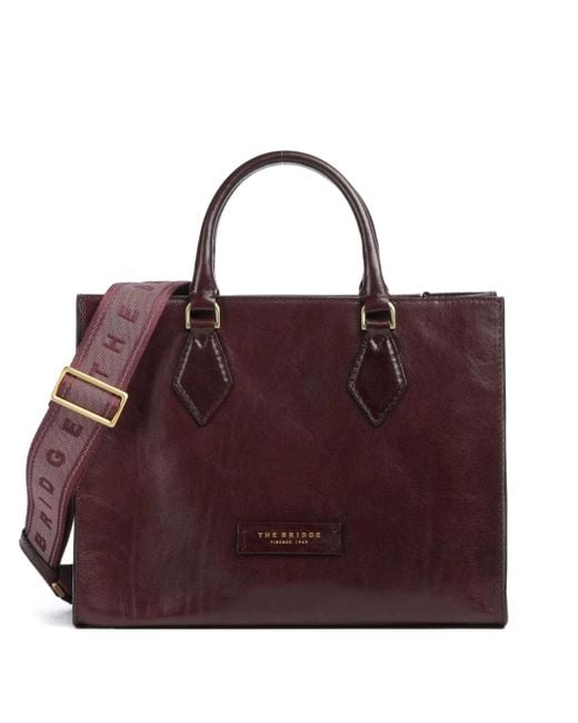 The Bridge Purple Leather Top-Handle Tote Bag