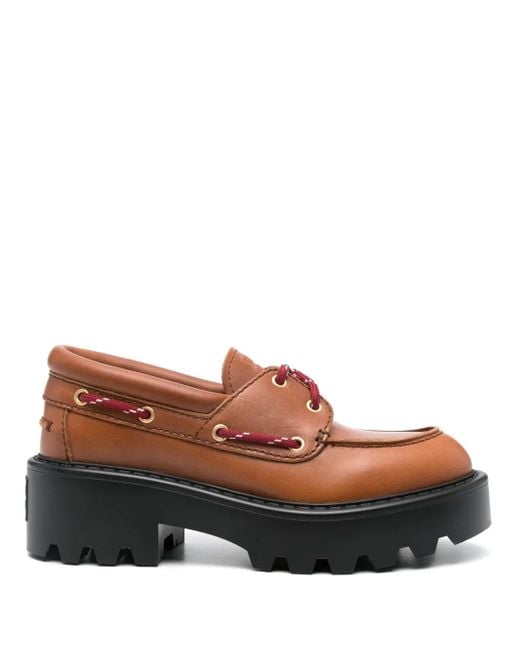 Miu Miu Leren Loafers in het Brown