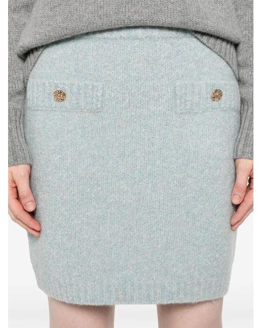 Allude Blue Marl-Knit Mini Skirt
