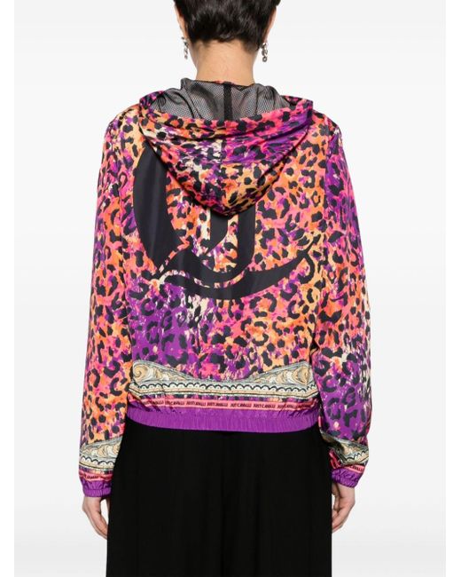 Chaqueta con capucha y motivo de leopardo Just Cavalli de color Pink