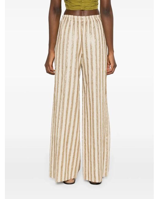 Forte_forte Natural Linen And Cotton Blend Lurex Striped Pants