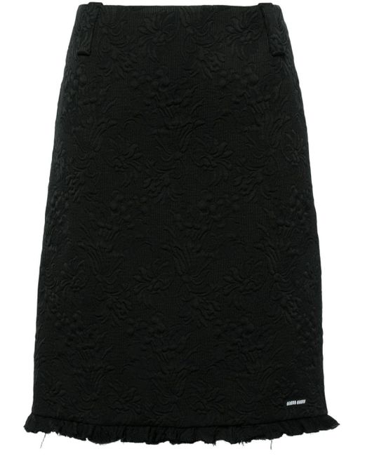 Miu Miu Black Matelassé Pencil Skirt