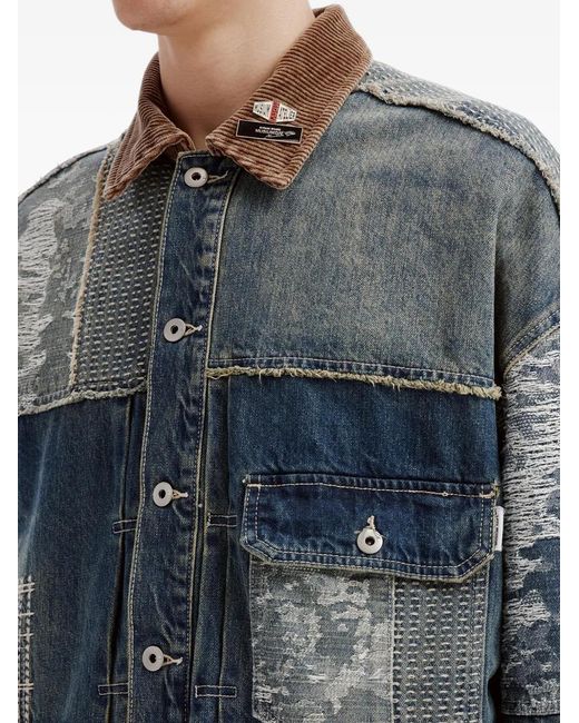 Musium Div. Green Patchwork Denim Jacket for men