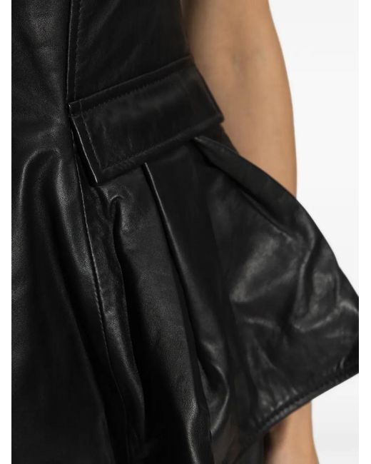 ROTATE BIRGER CHRISTENSEN Black Peplum Leather Top