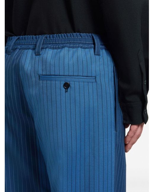 Marni Blue Colour-block Pinstripe Pattern Trousers for men
