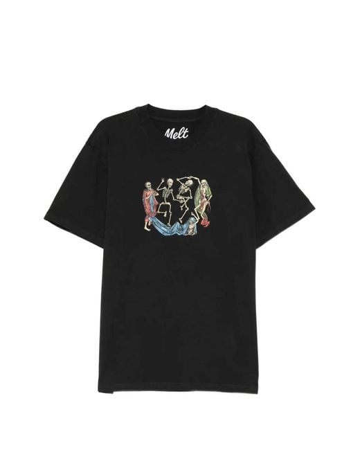 Melt Black Skeleton-Print T-Shirt for men