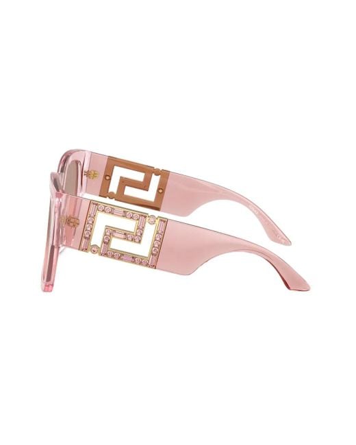Versace Pink Greca-Plaque Oversized-Frame Sunglasses