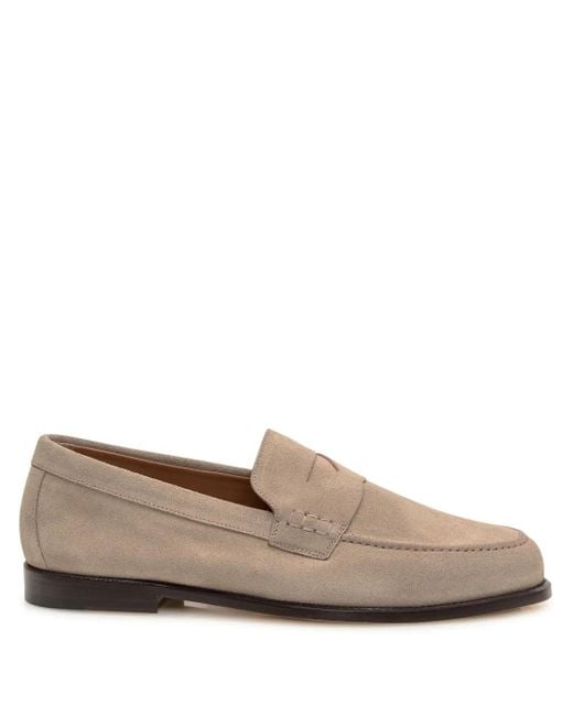 Doucal's Brown Penny-Slot Suede Loafers for men