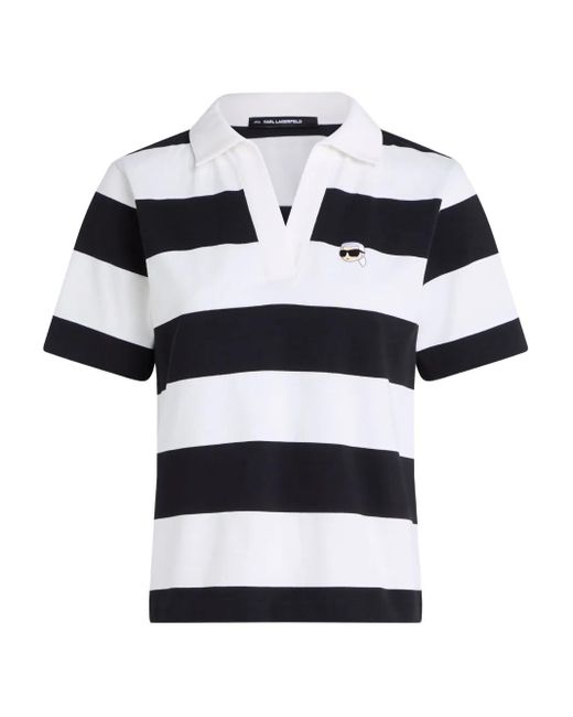 Karl Lagerfeld White Ikon-Patch Polo Shirt