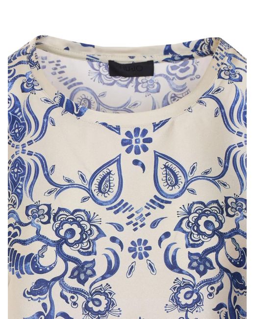 Liu Jo Blue Printed Crewneck T-Shirt